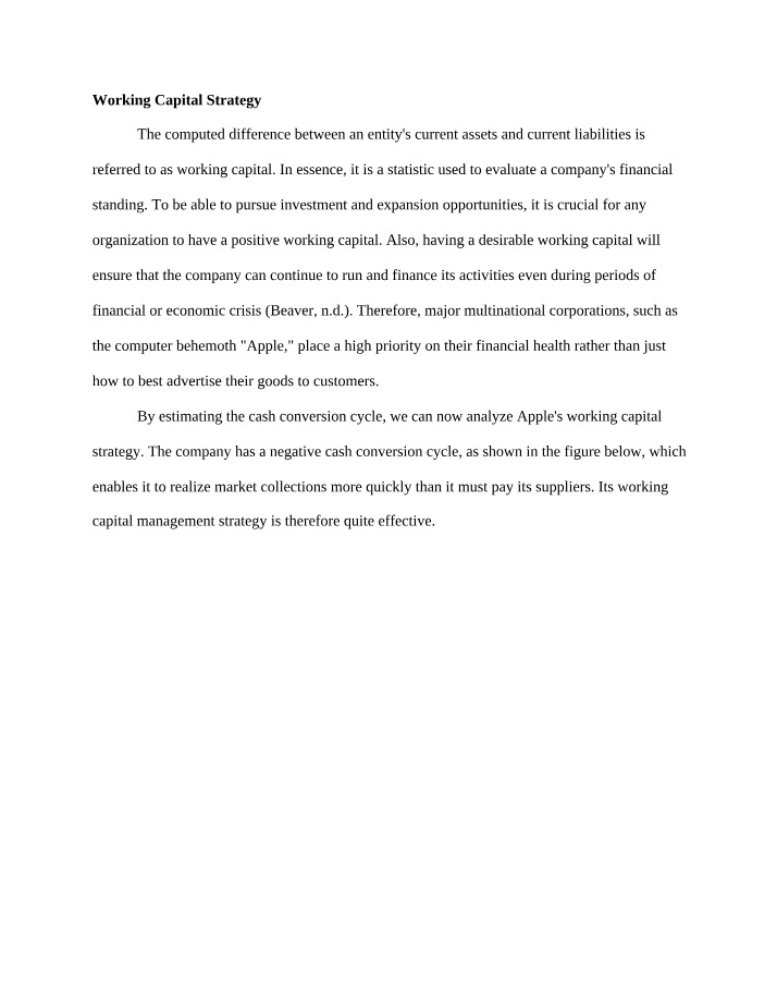 Working Capital - A Strategy