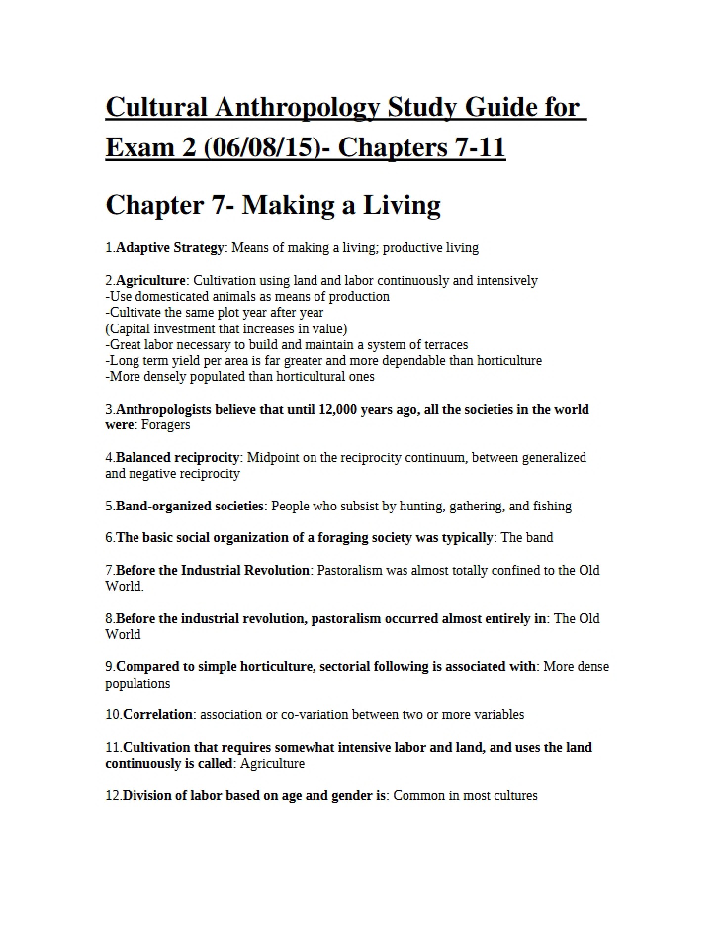 Foundational Concepts Cultural Anthropology Review