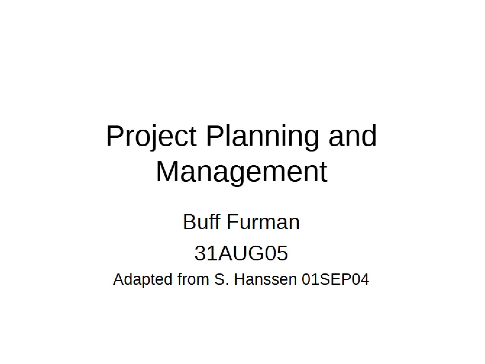 Management and Planning of Projects