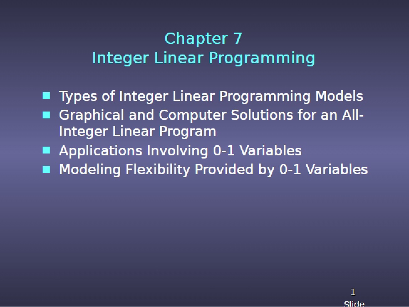 Seventh Chapter on Decision Models
