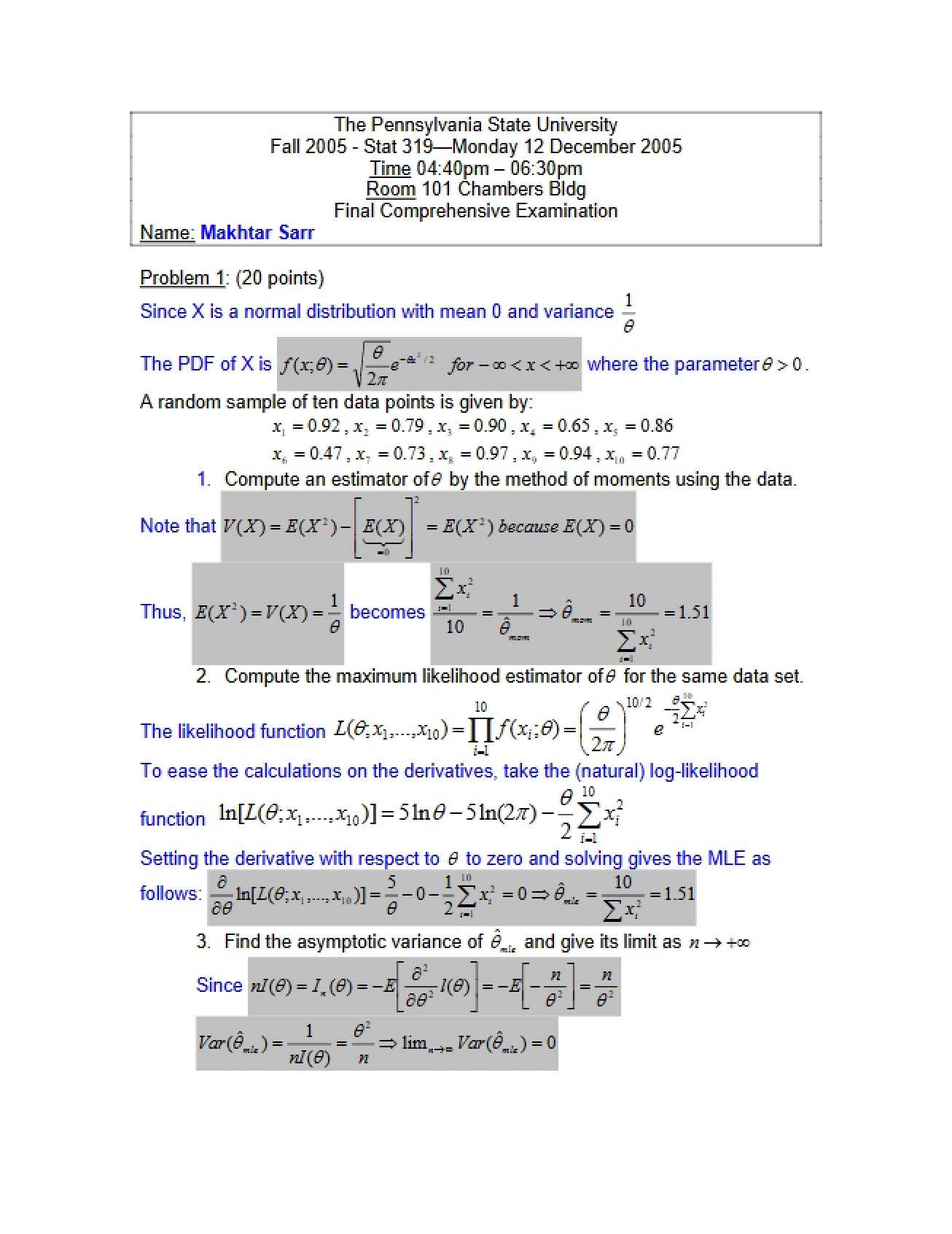 Comprehensive Final Exam