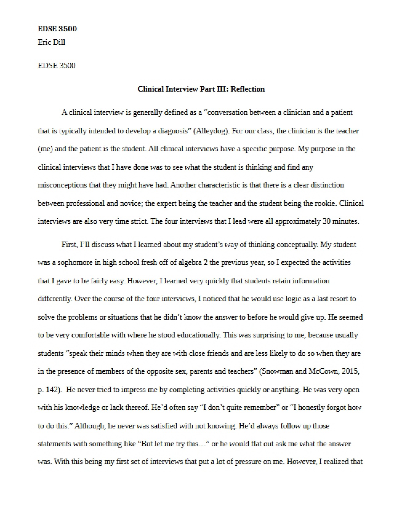 Part Three Clinical Interview