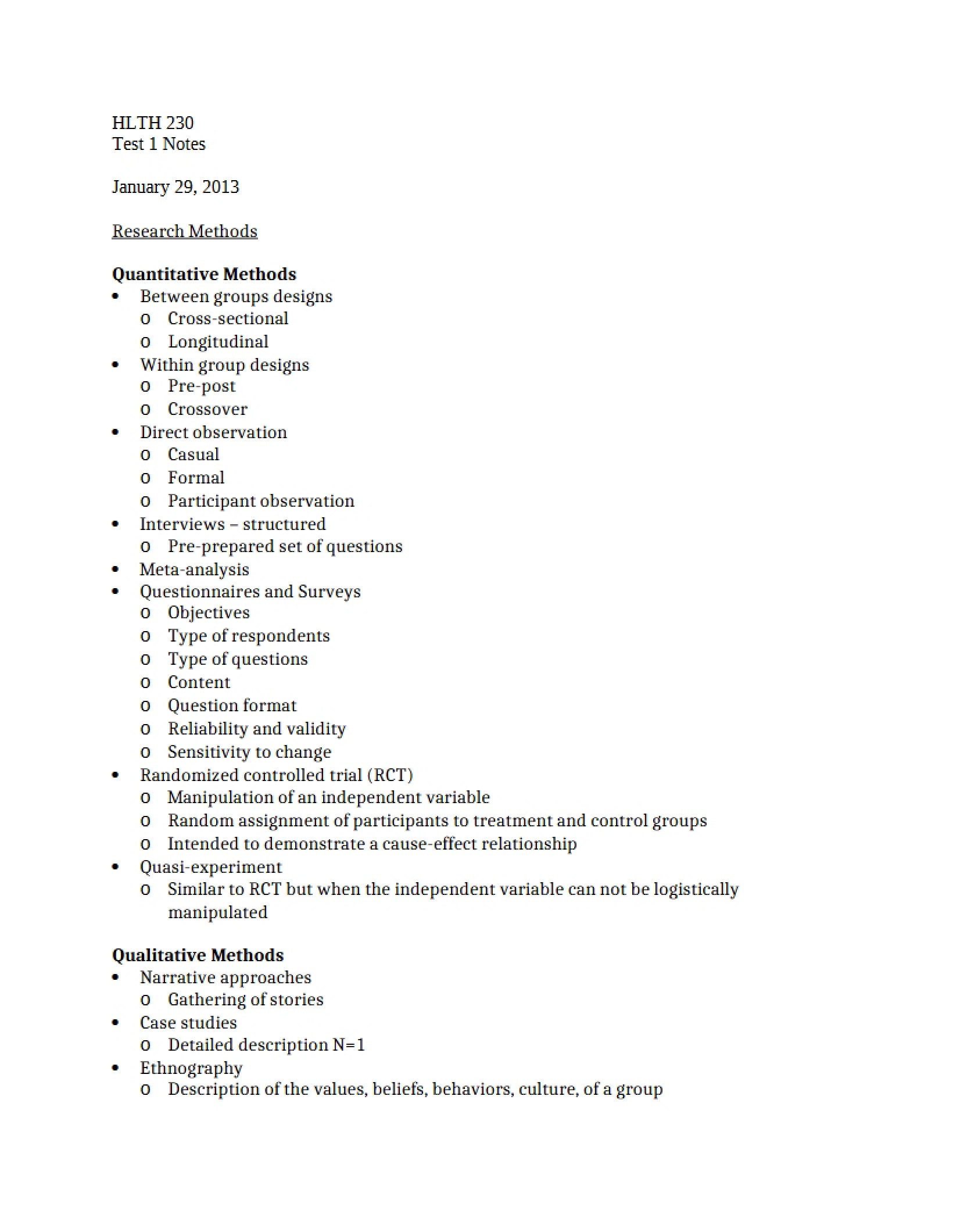 Quantitative Research Methods