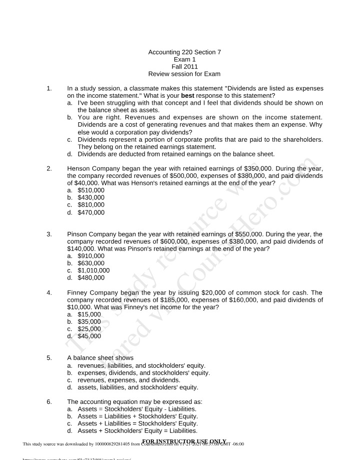 ACCT 512 Midterm Review Tool