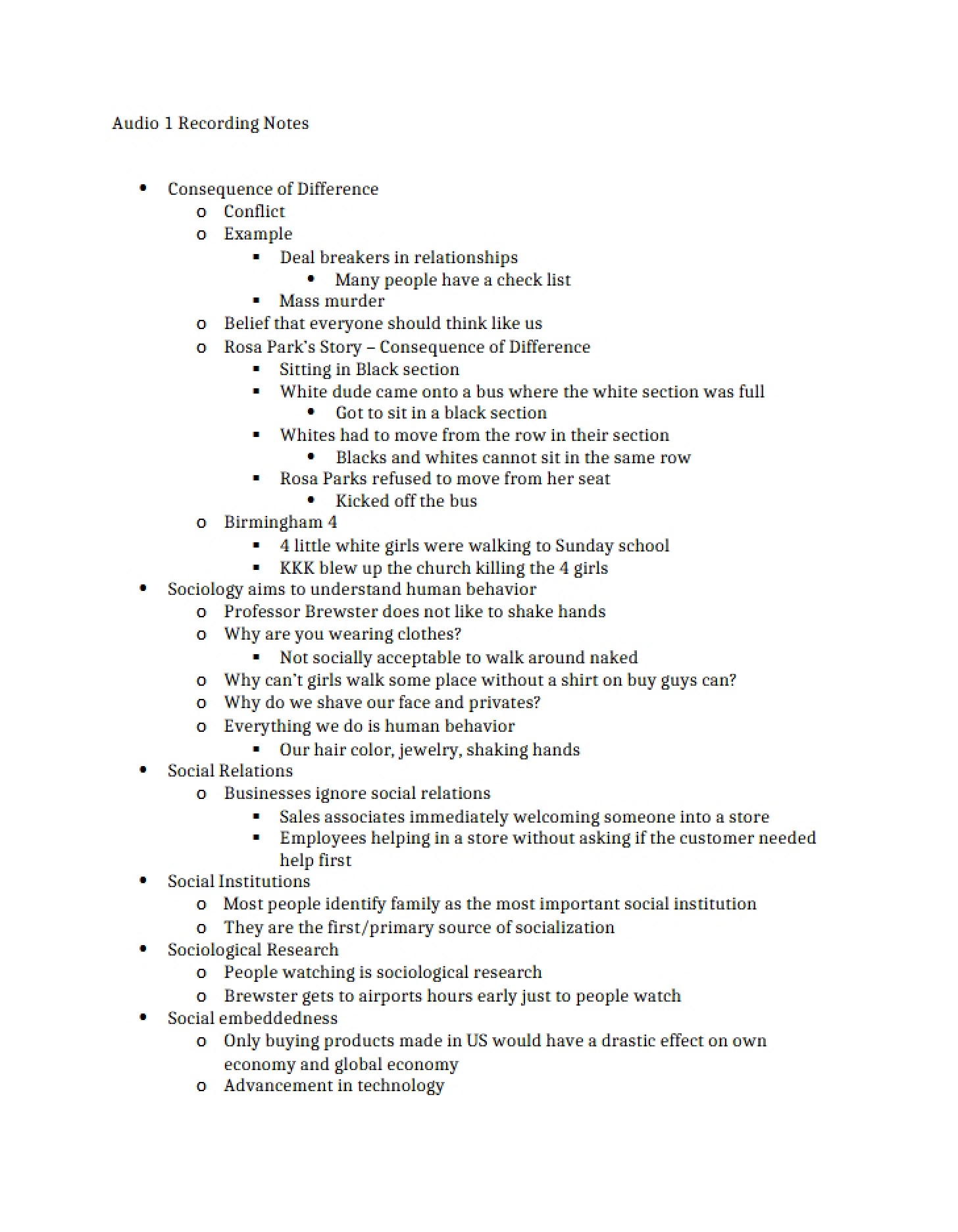 Notes Audio 1 Recording