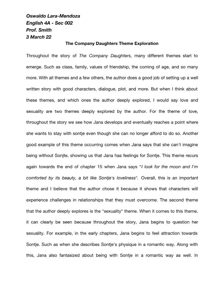 Exploring Themes in The Company Daughters