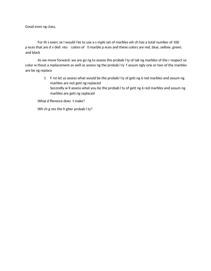 Probability Assessment - Red Marbles in a Set of 100