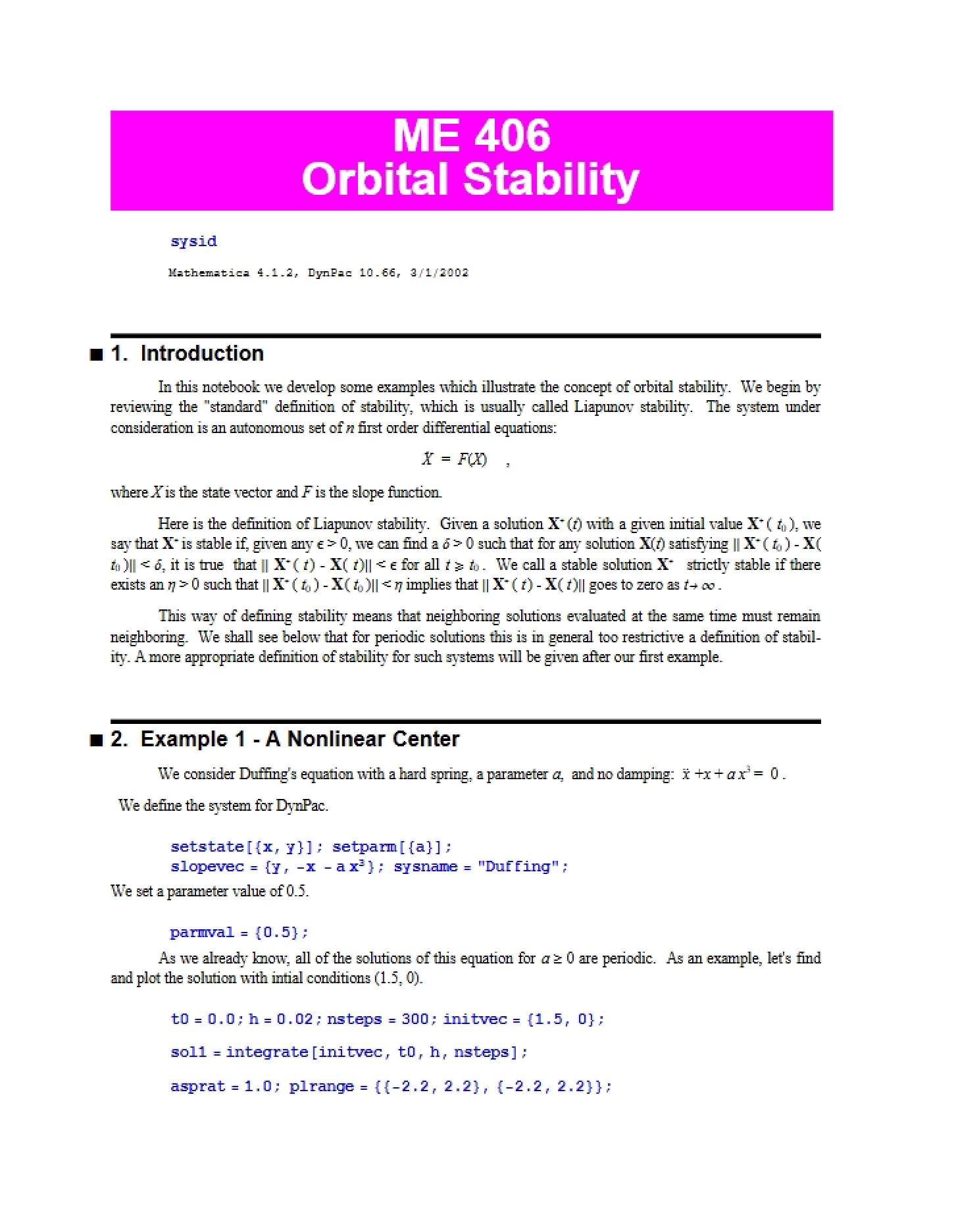 Stability of Orbits