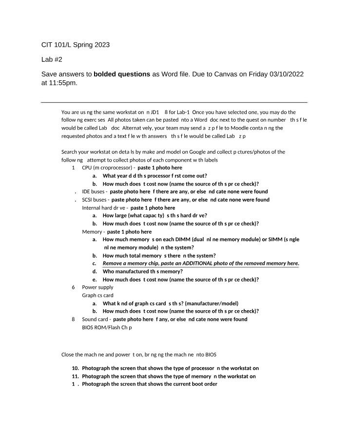 CIT101 - PC Breakdown