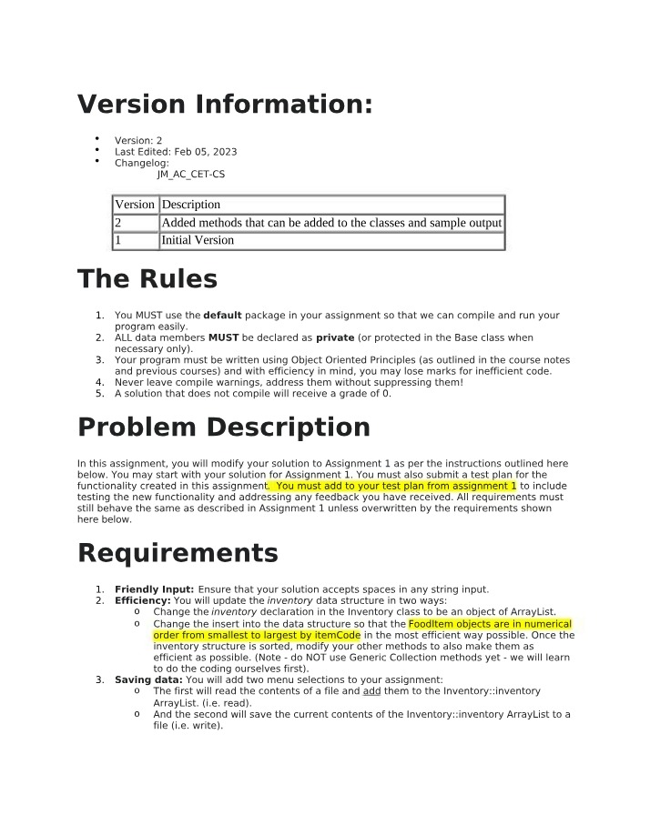 Assignment 2 - Inventory Update and File Save