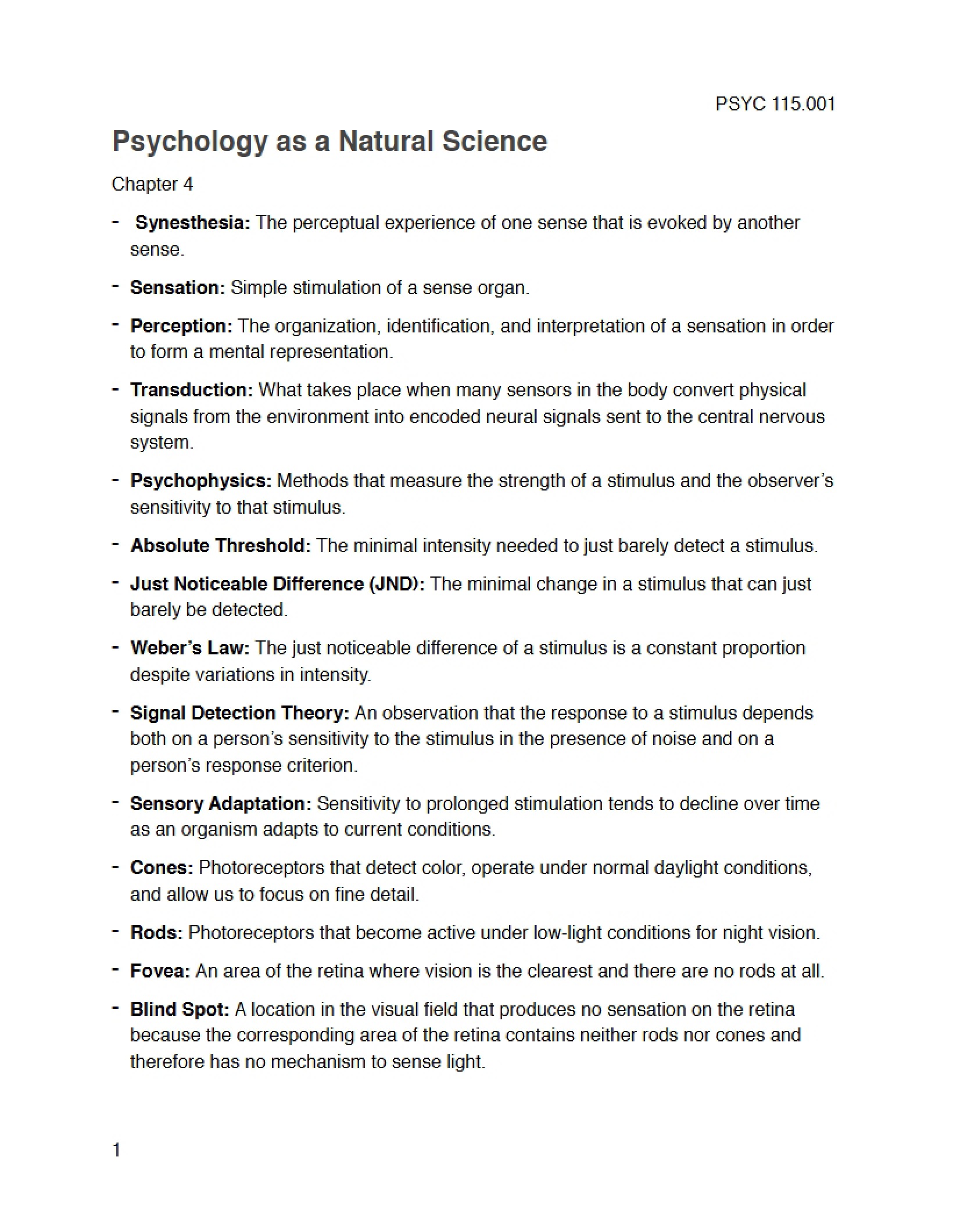 Natural Science Perspective on Psychology