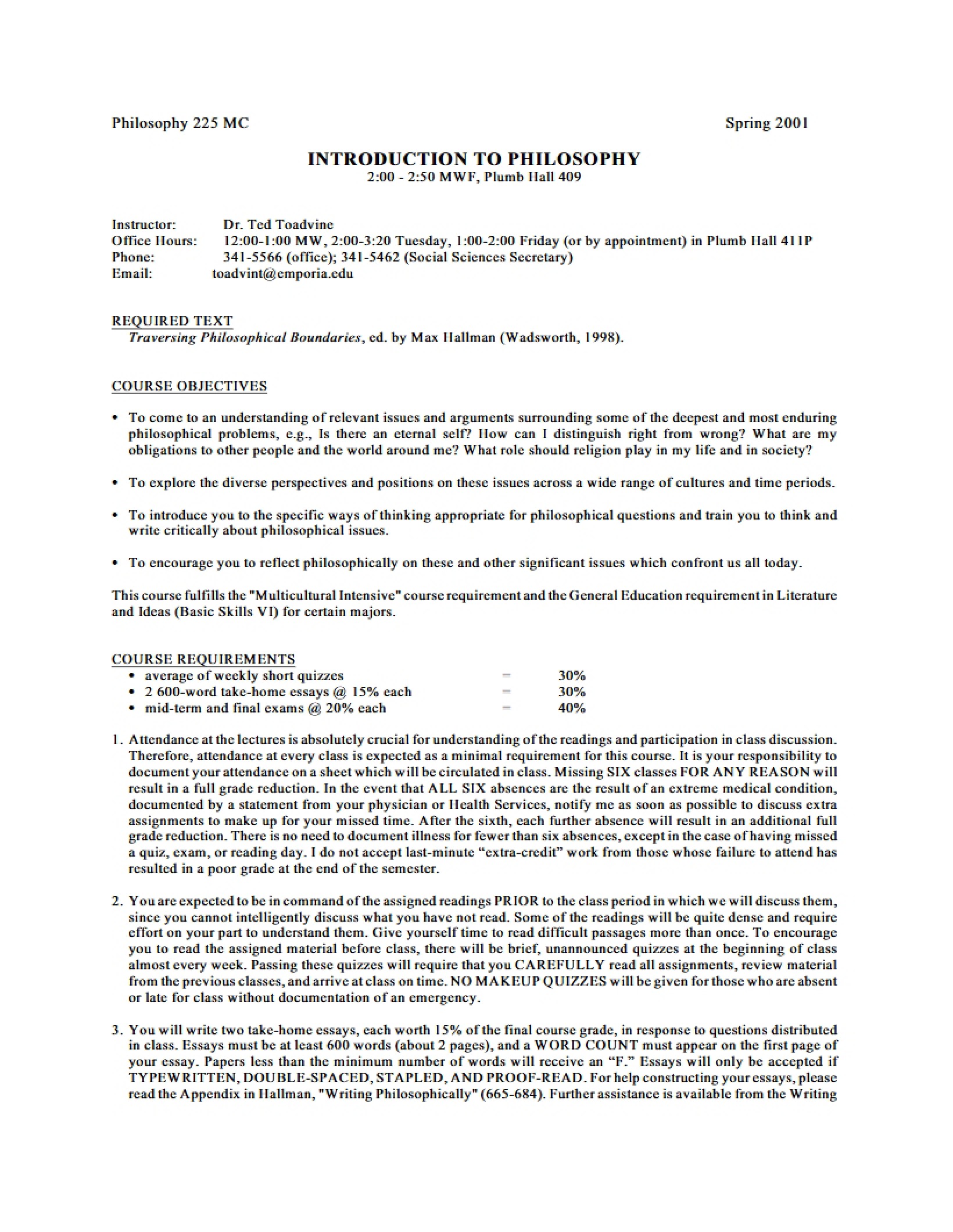 Course Syllabus PHIL 225