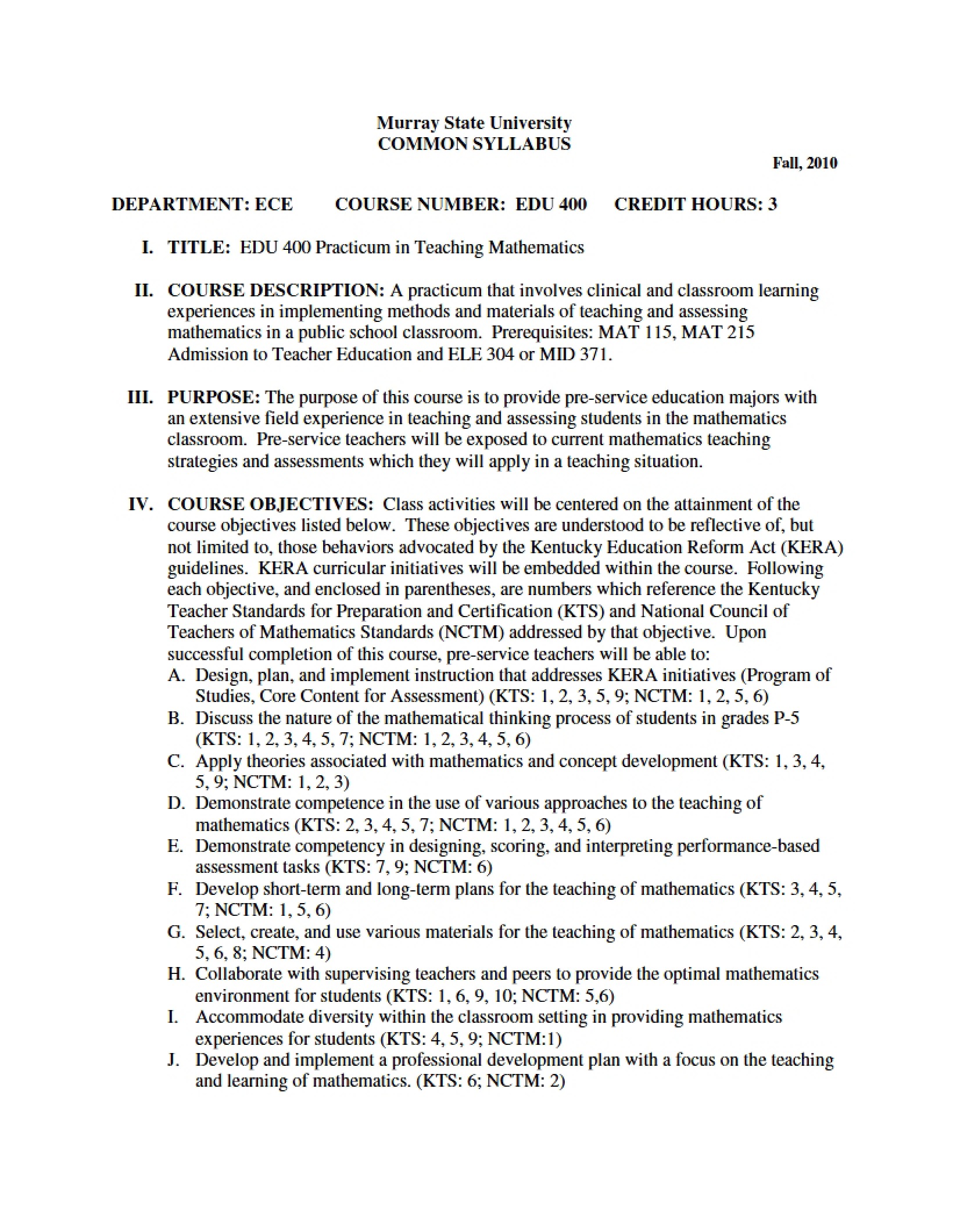 Syllabus - 4 Pages