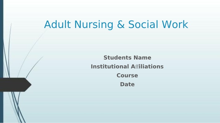 Adult Nursing and Social Work - Becoming an Integrated Practitioner