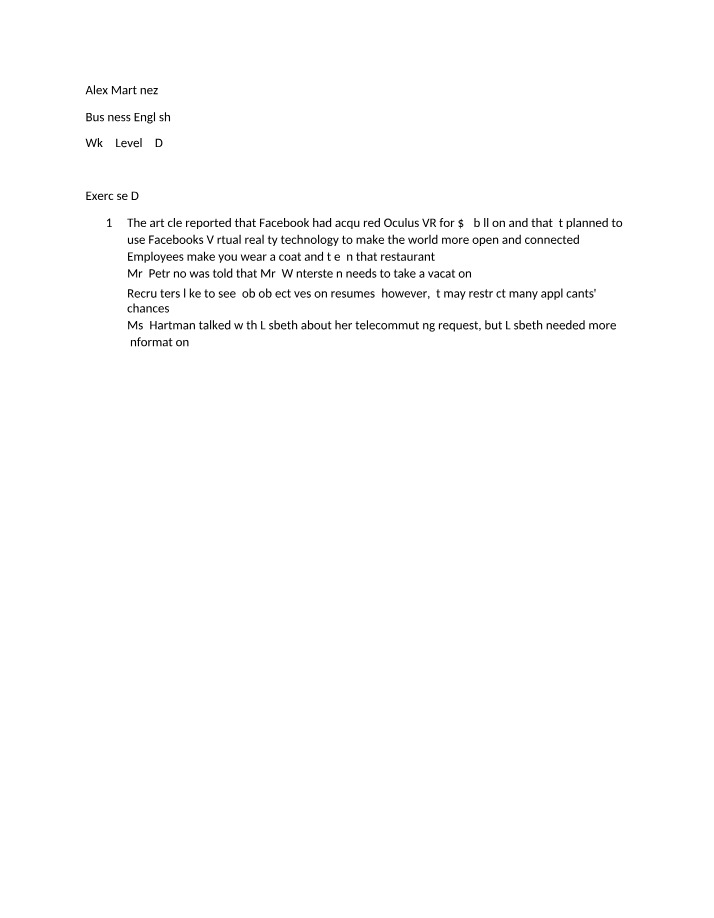 BUSA1115 - Exercise D