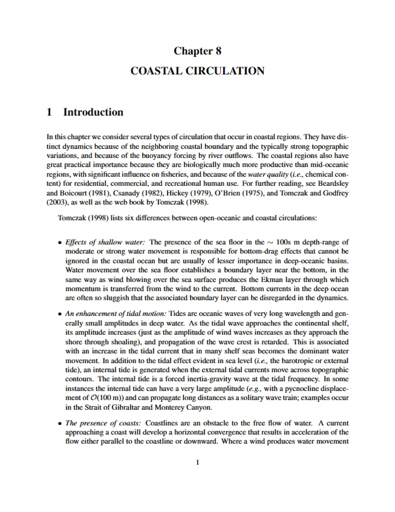 Introduction to Coastal Circulation