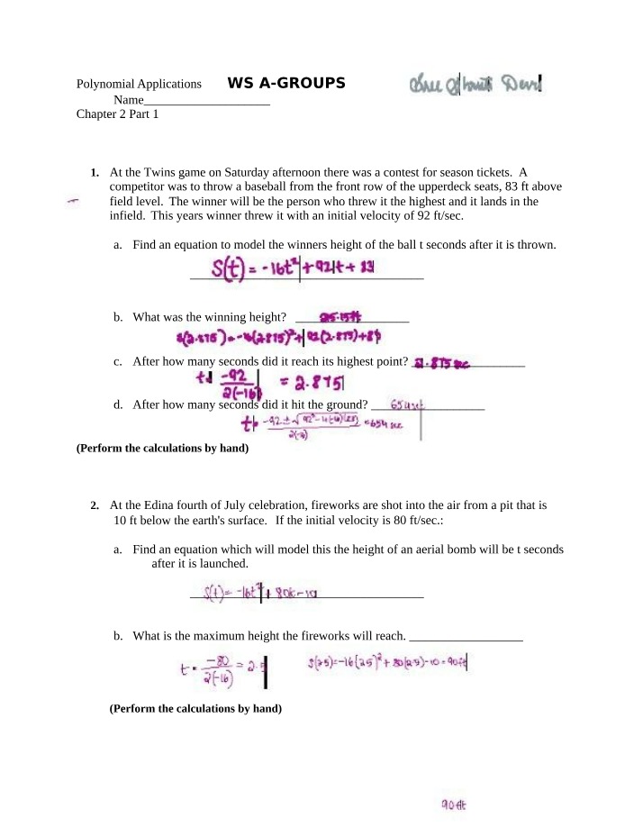 Worksheet A - Groups