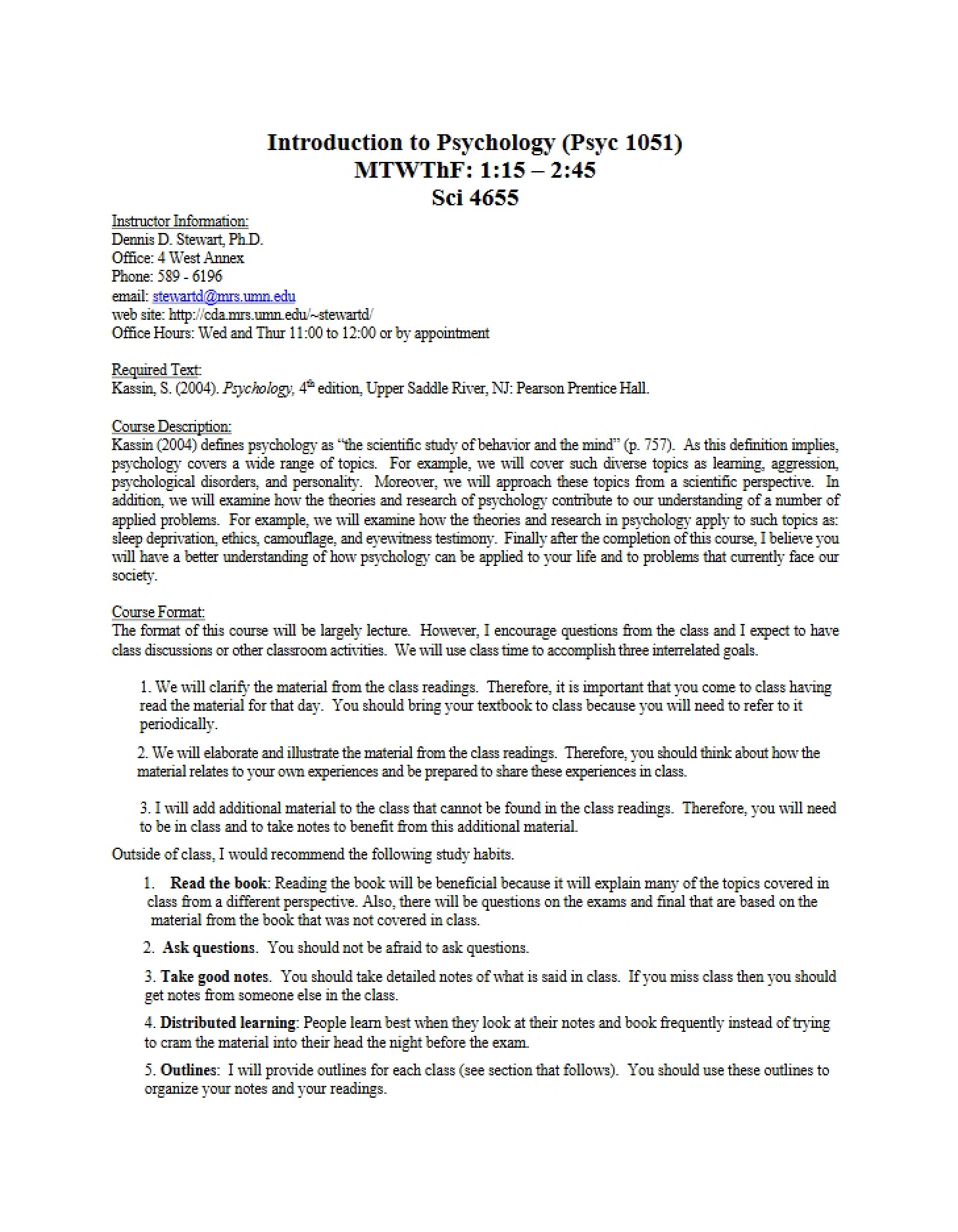 Academic Syllabus PSY 1051