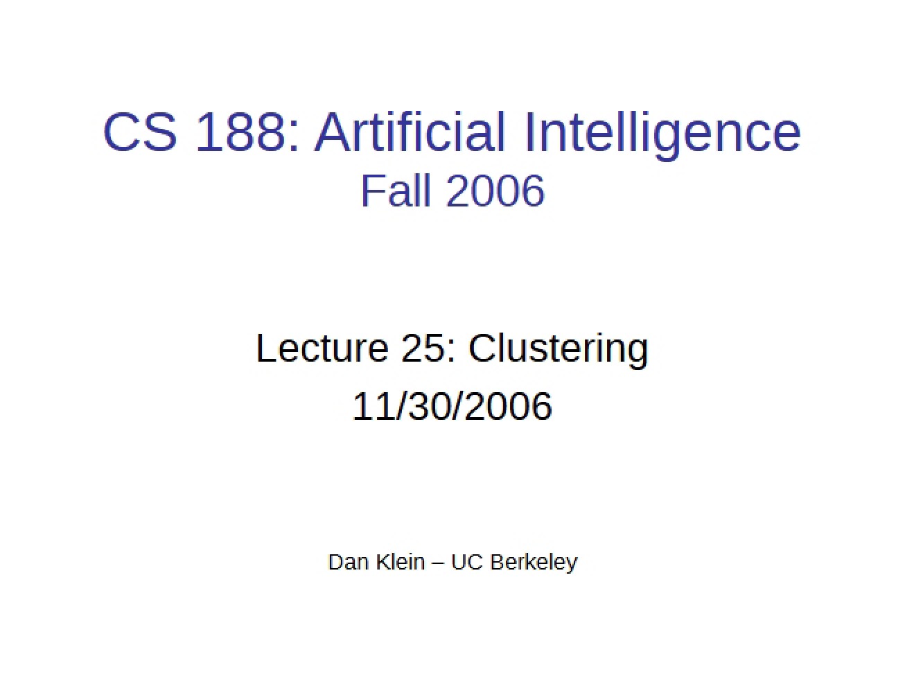 Lecture 25 Clustering Concepts