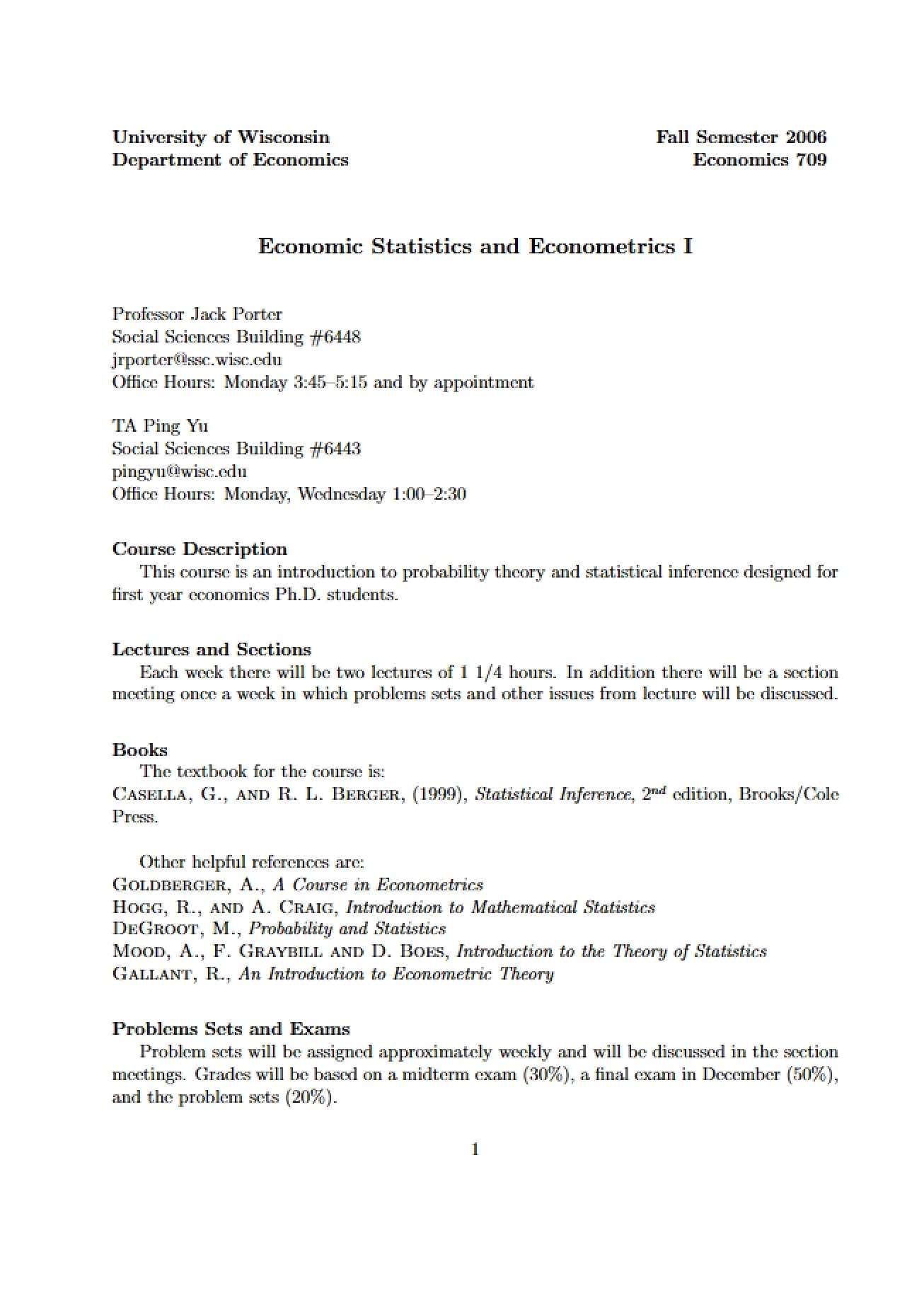 Course Outline Econ 709