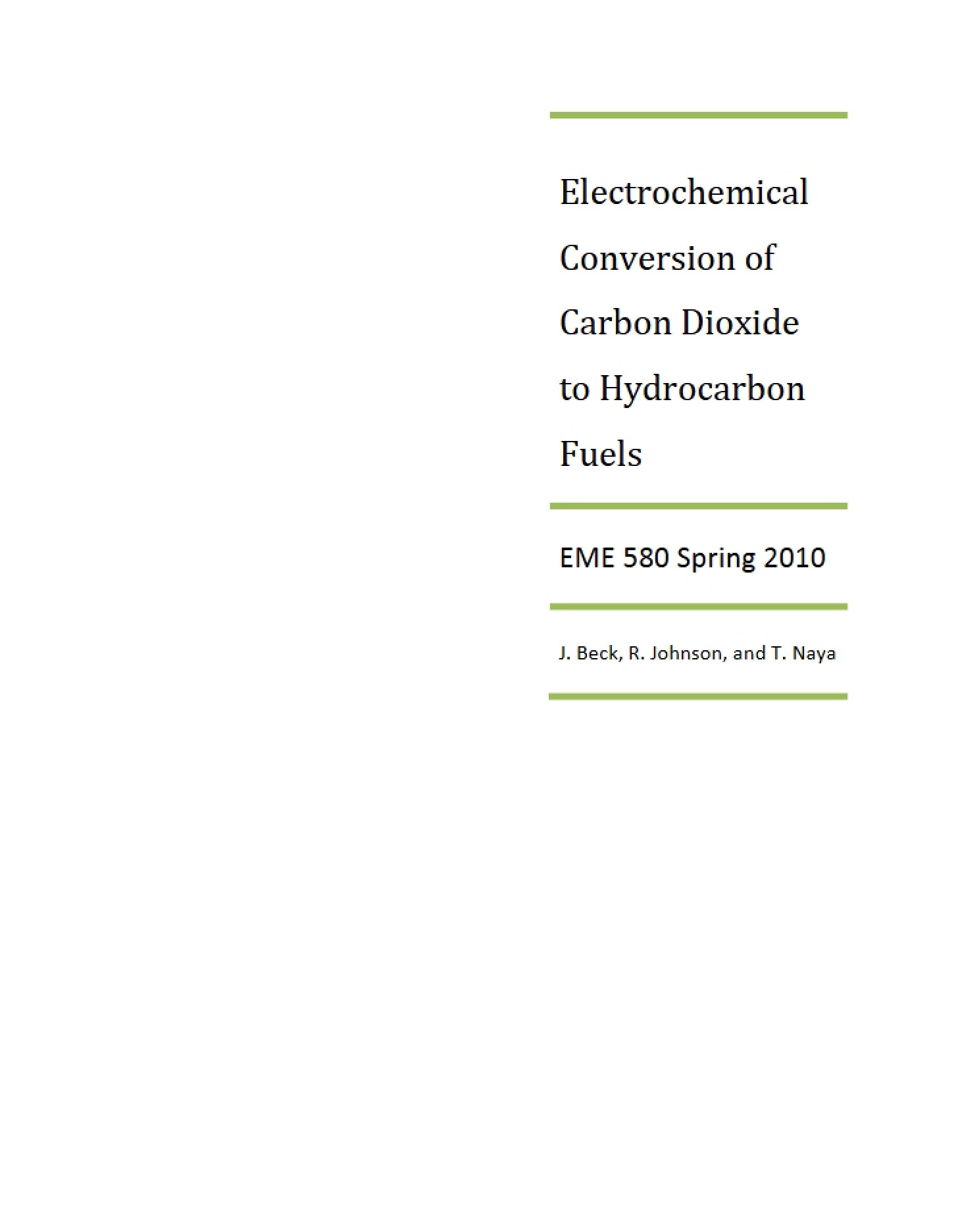 Carbon Dioxide to Hydrocarbon Fuel Electrochemical Conversion
