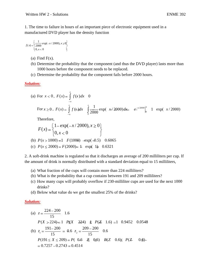 Written Homework 2 Solution