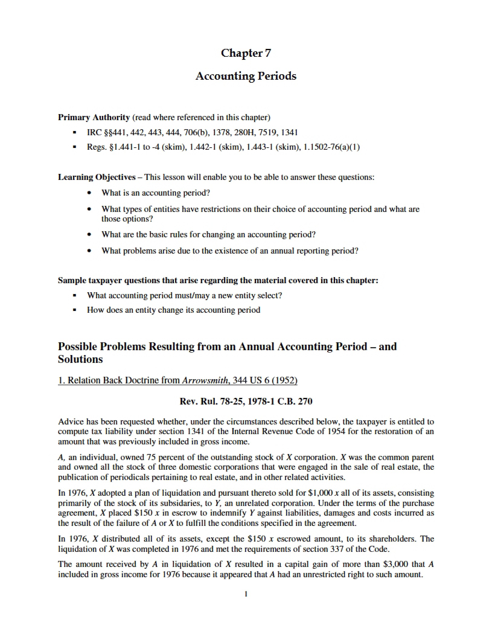 Periods of Accounting