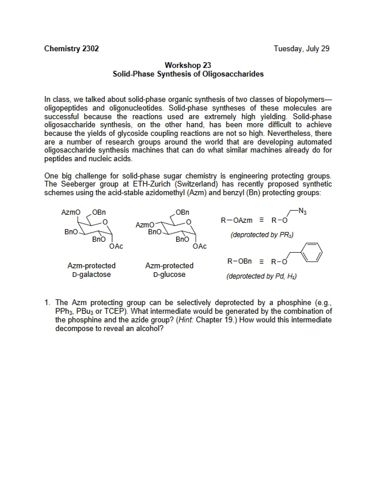 Oligosaccharide Synthesis Solid-Phase