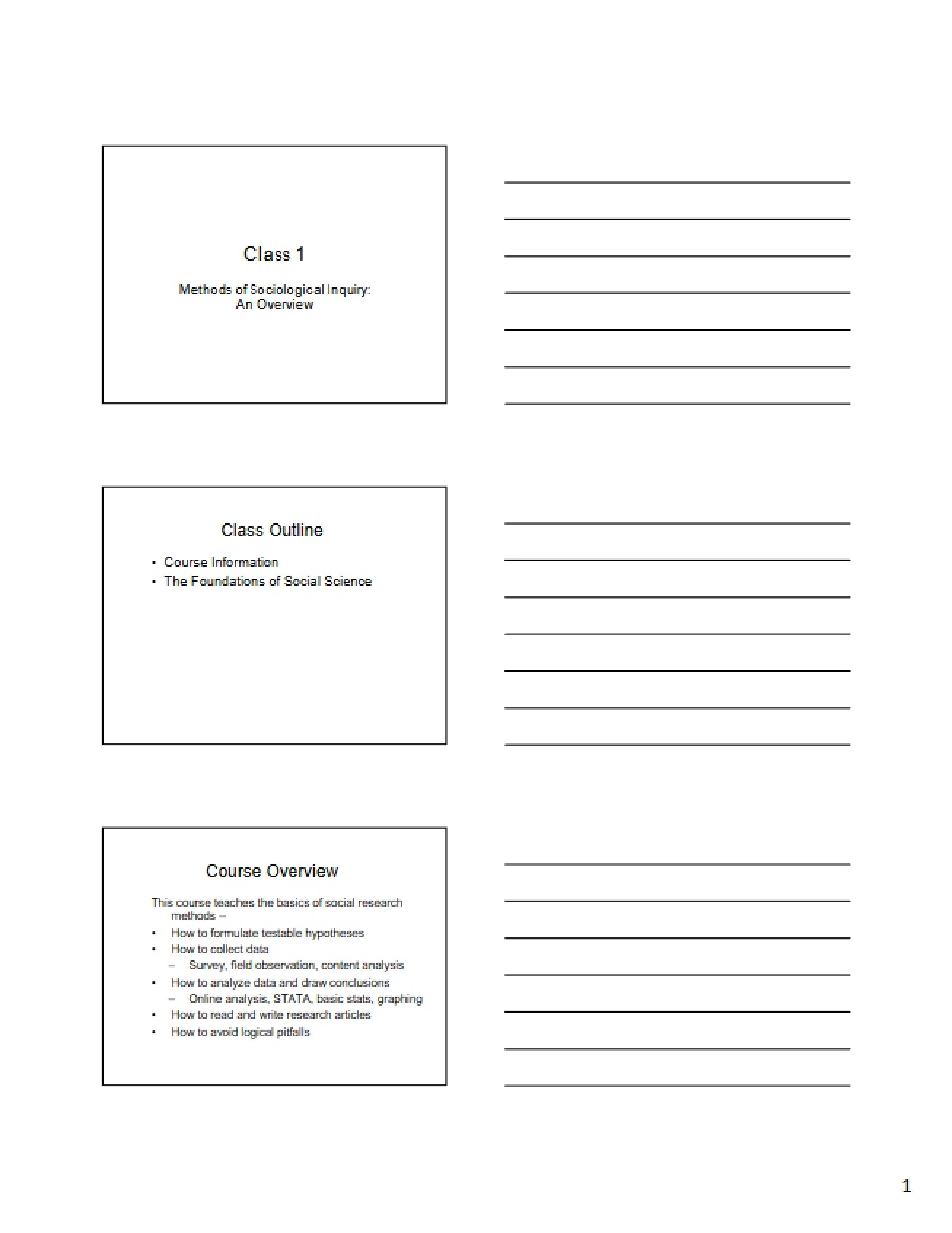 Overview of Class 1