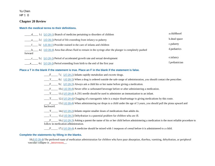 Review of Chapter 20