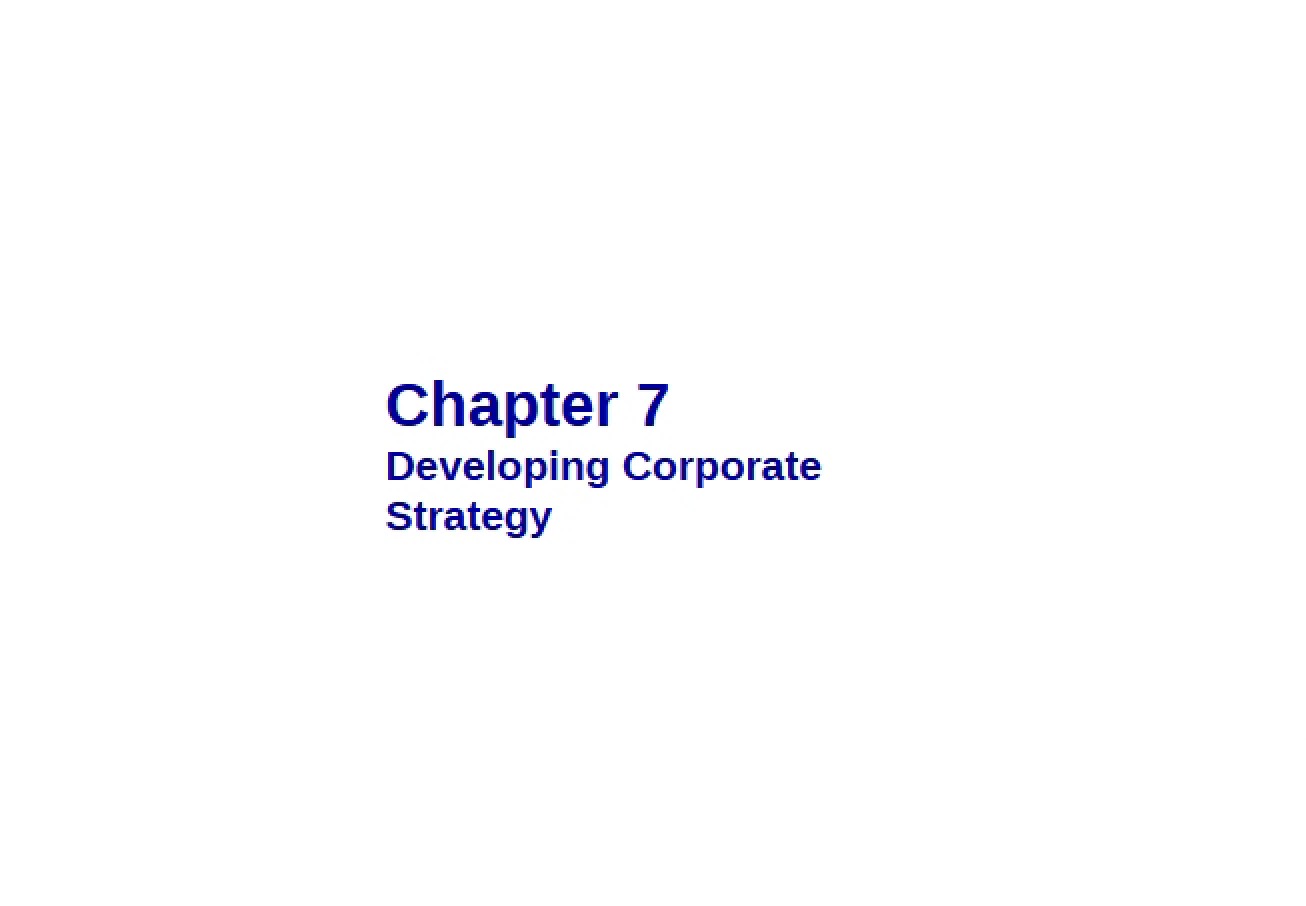 Corporate Strategy Development (Chapter 7)