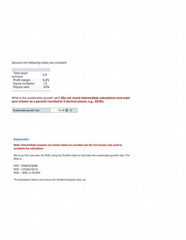 Calculating Sustainable Growth Rate using ROE, TAT, EM, PM