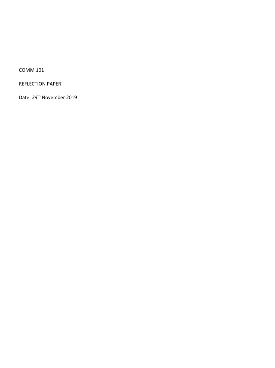 Mind Map and Reflection Paper - COMM 101