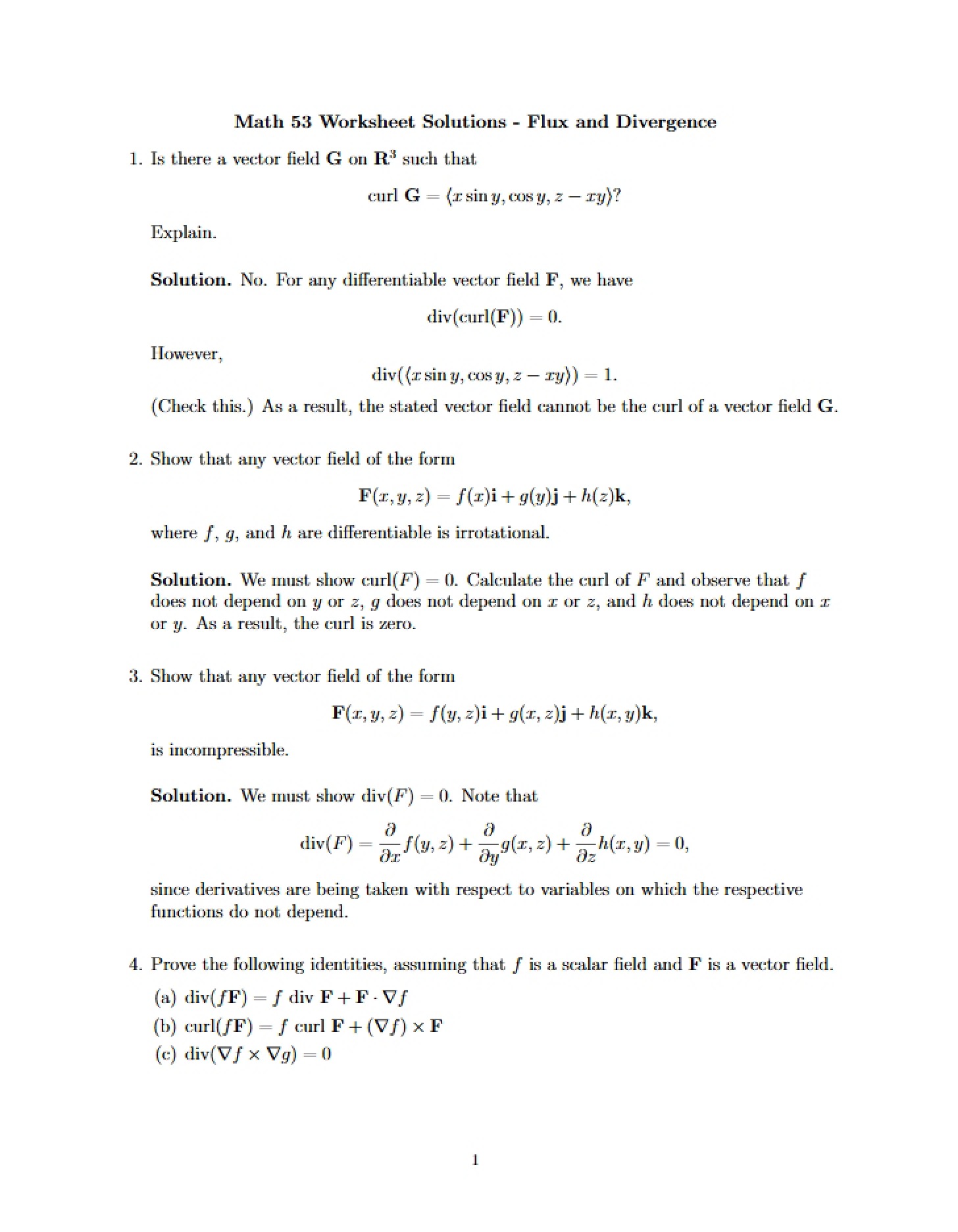 Divergence and Flux Solutions