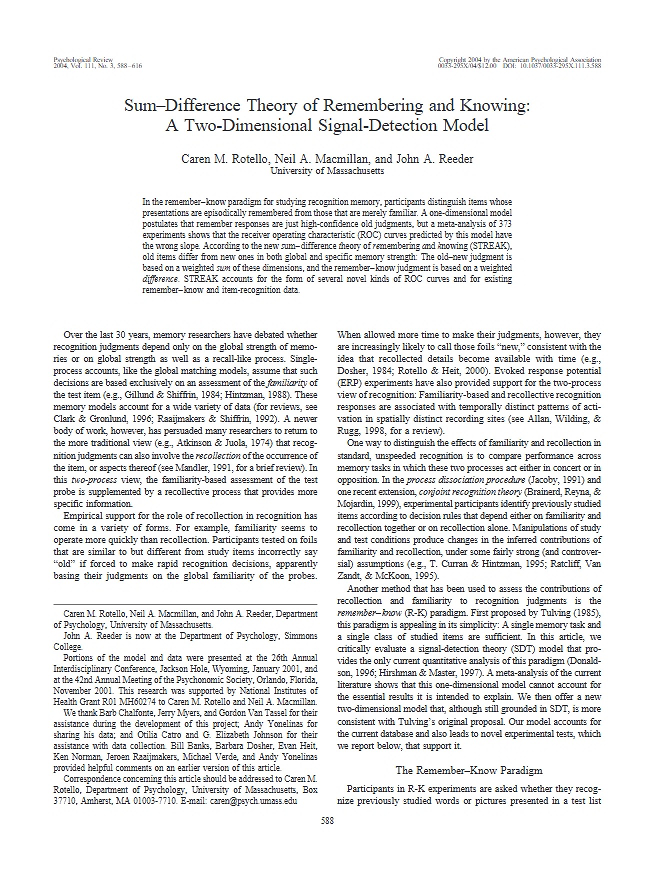 Signal-Detection Model (Two-Dimensional)
