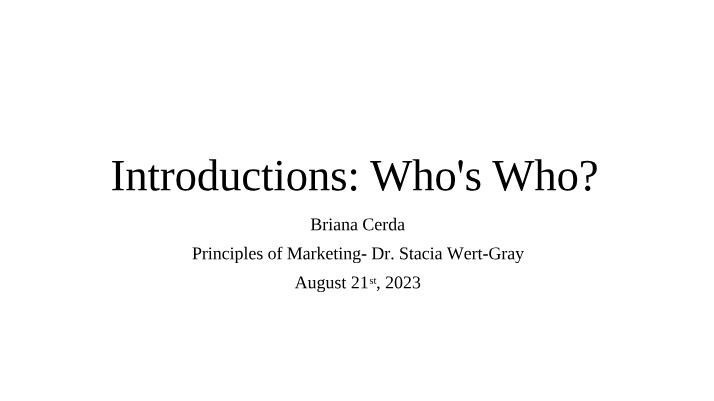 Who's Who - Principles of Marketing Introductions