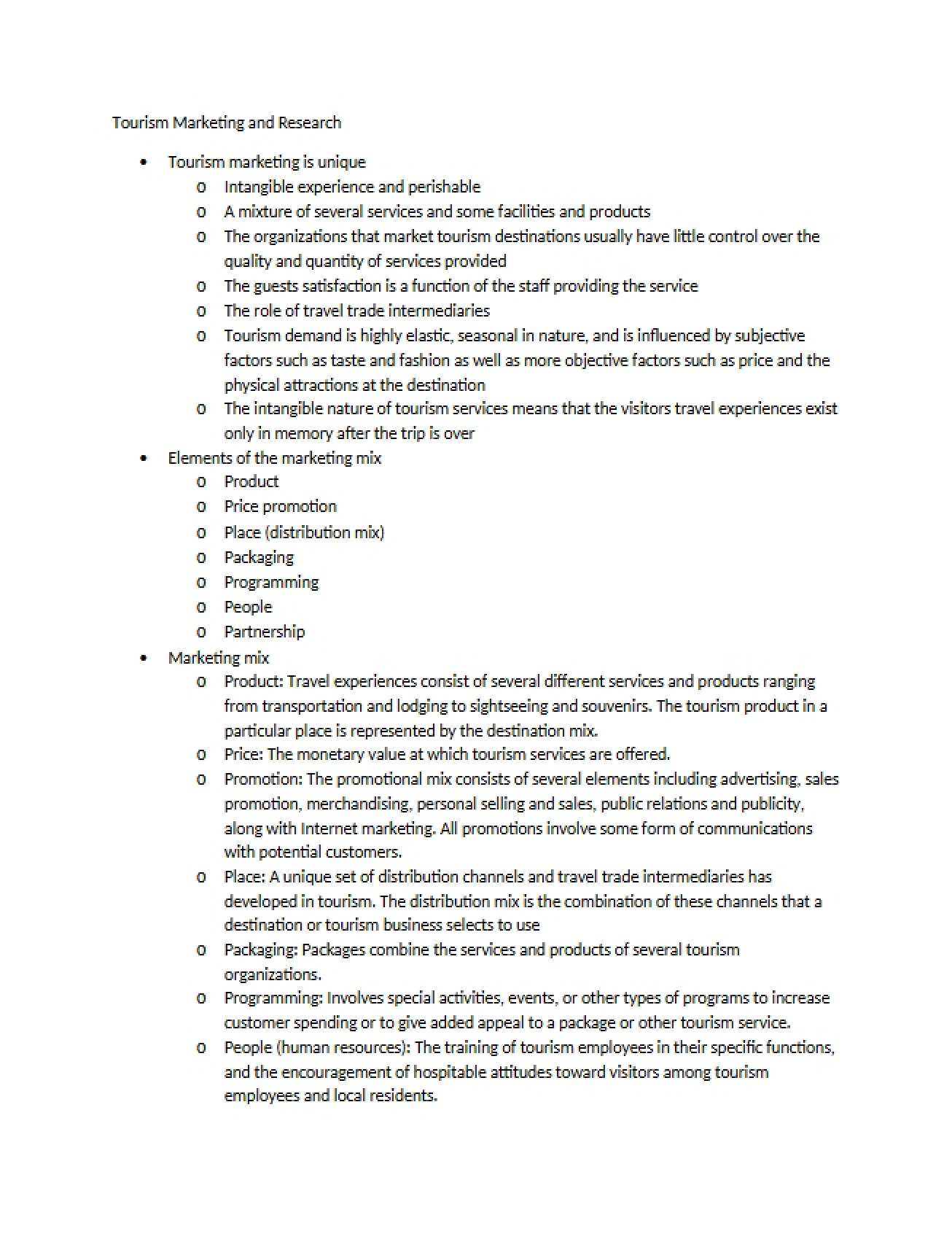 Research and Marketing in Tourism