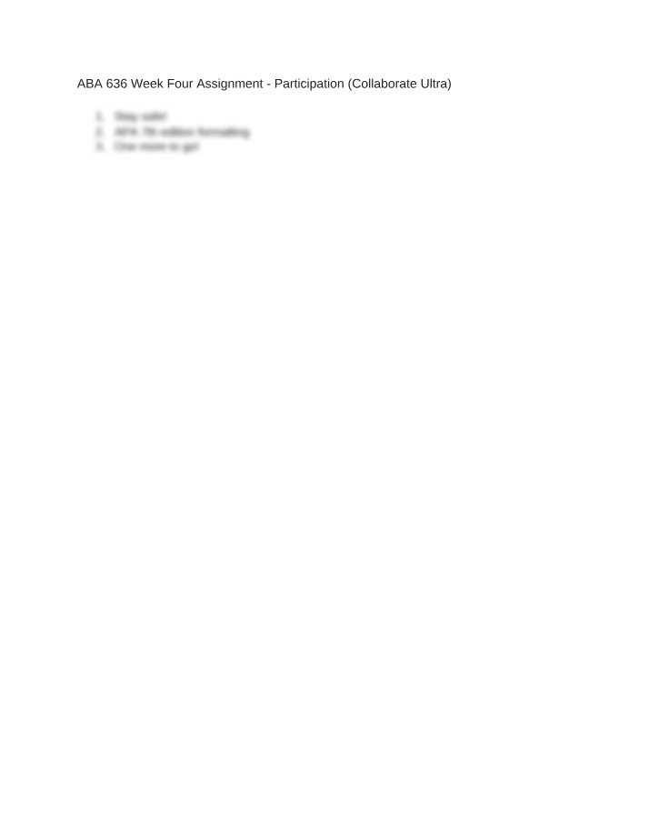Week Four Participation Assignment - ABA 636