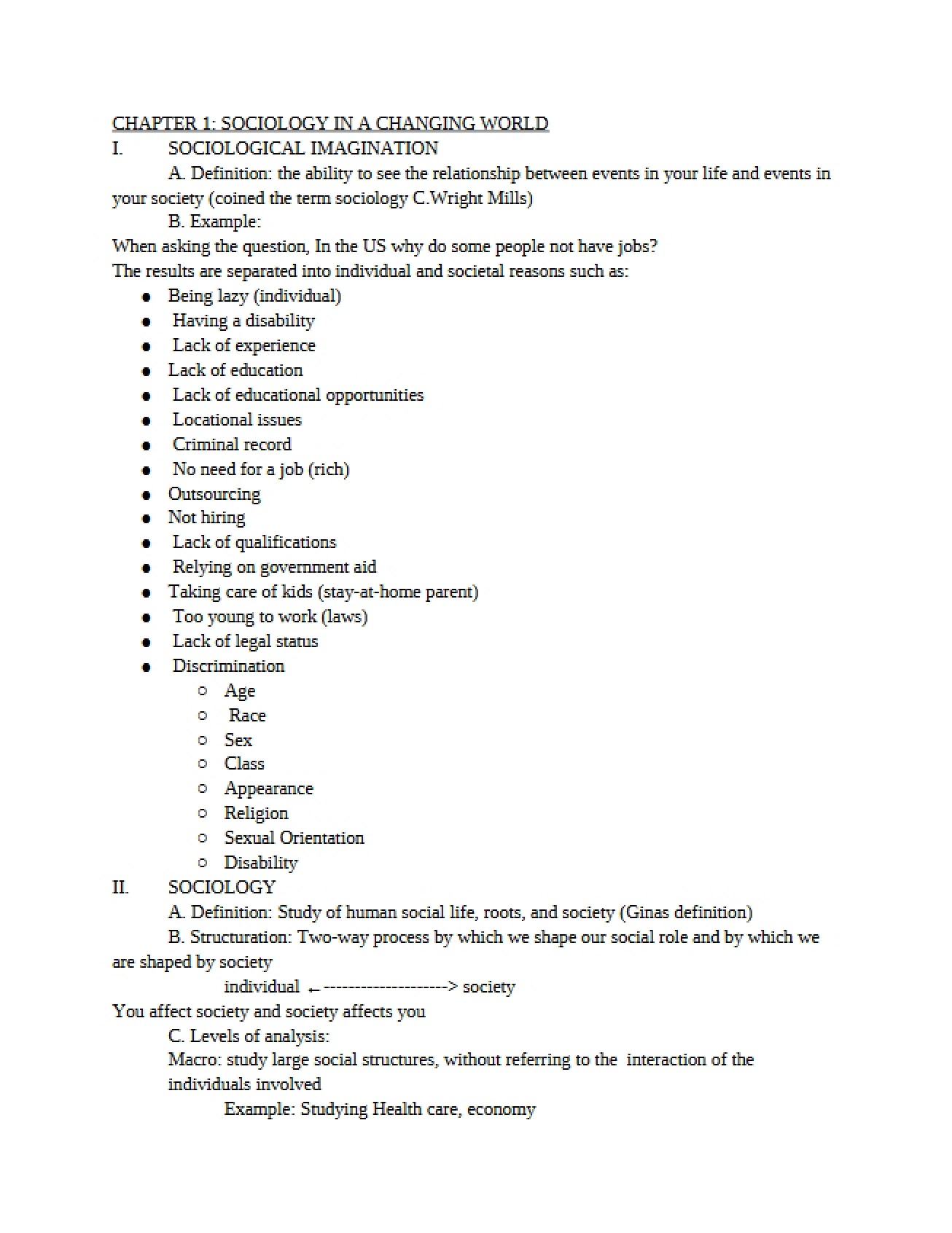 Sociology in a Changing World - Chapter One