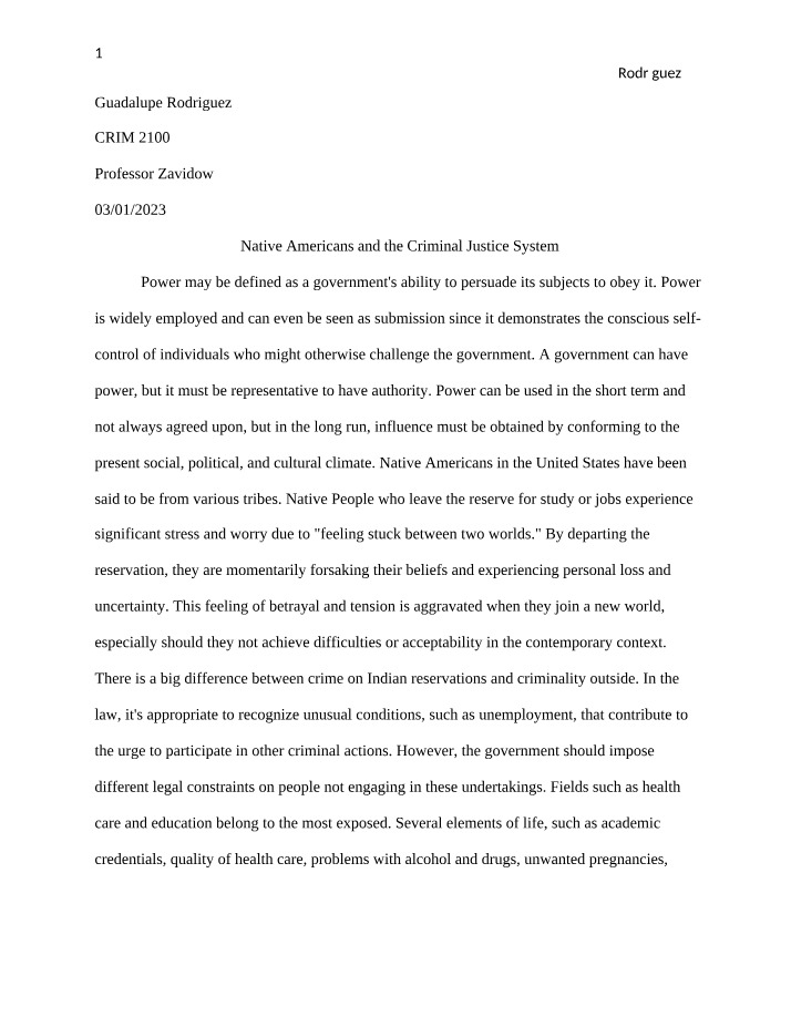 Native Americans in the Criminal Justice System