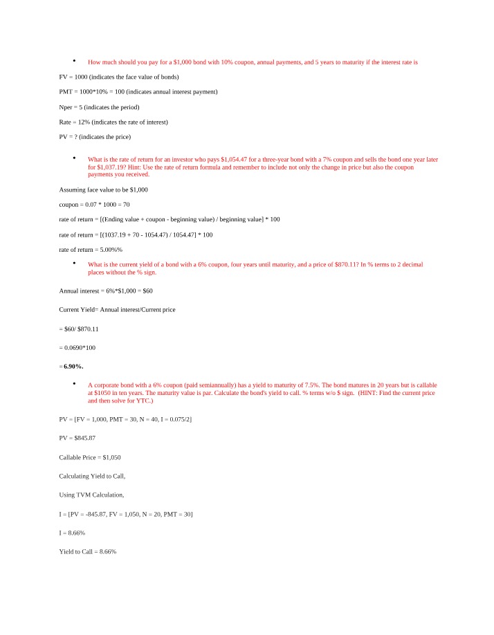 Review for FINA 3313