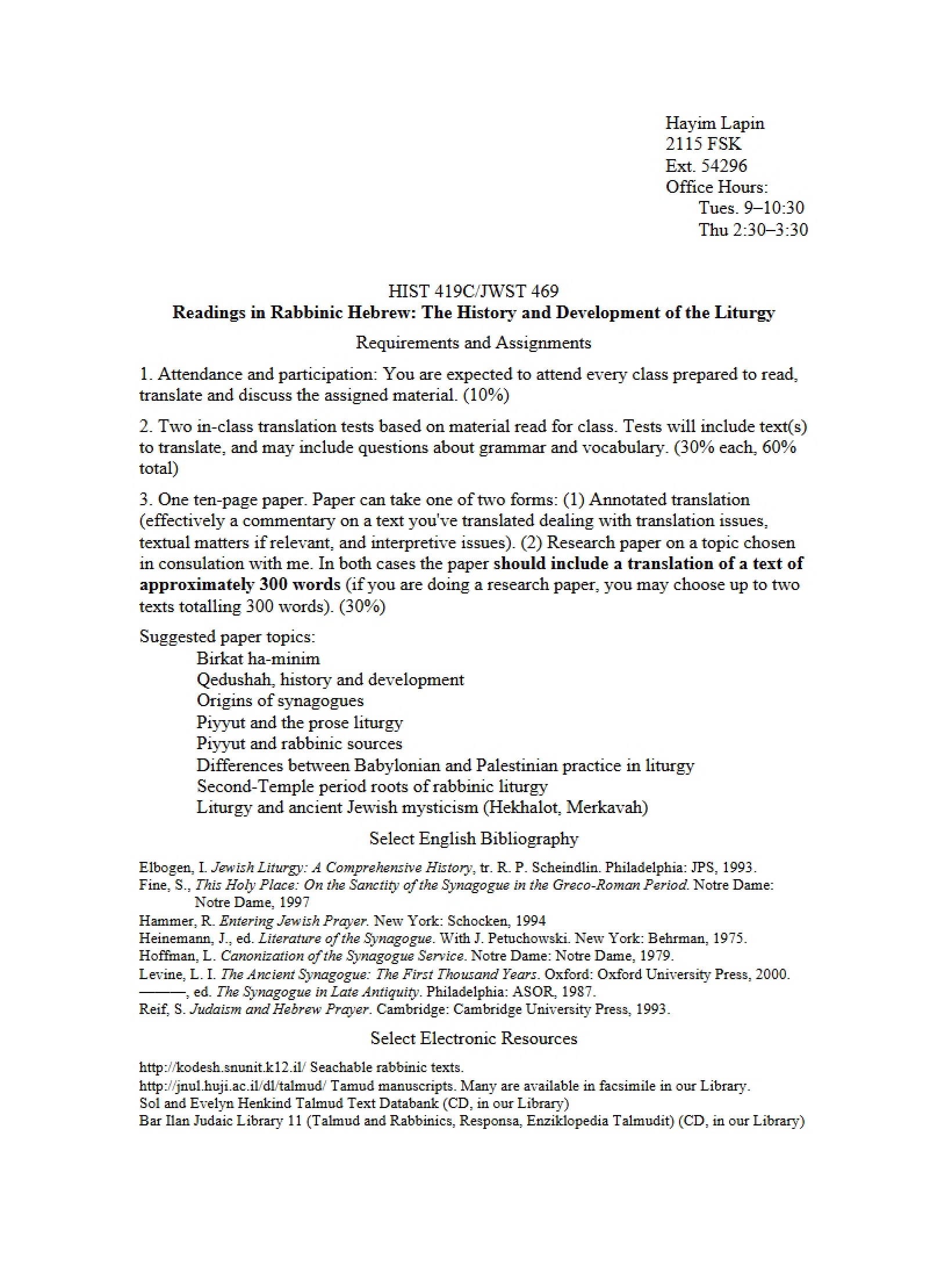 Medieval Islam Syllabus