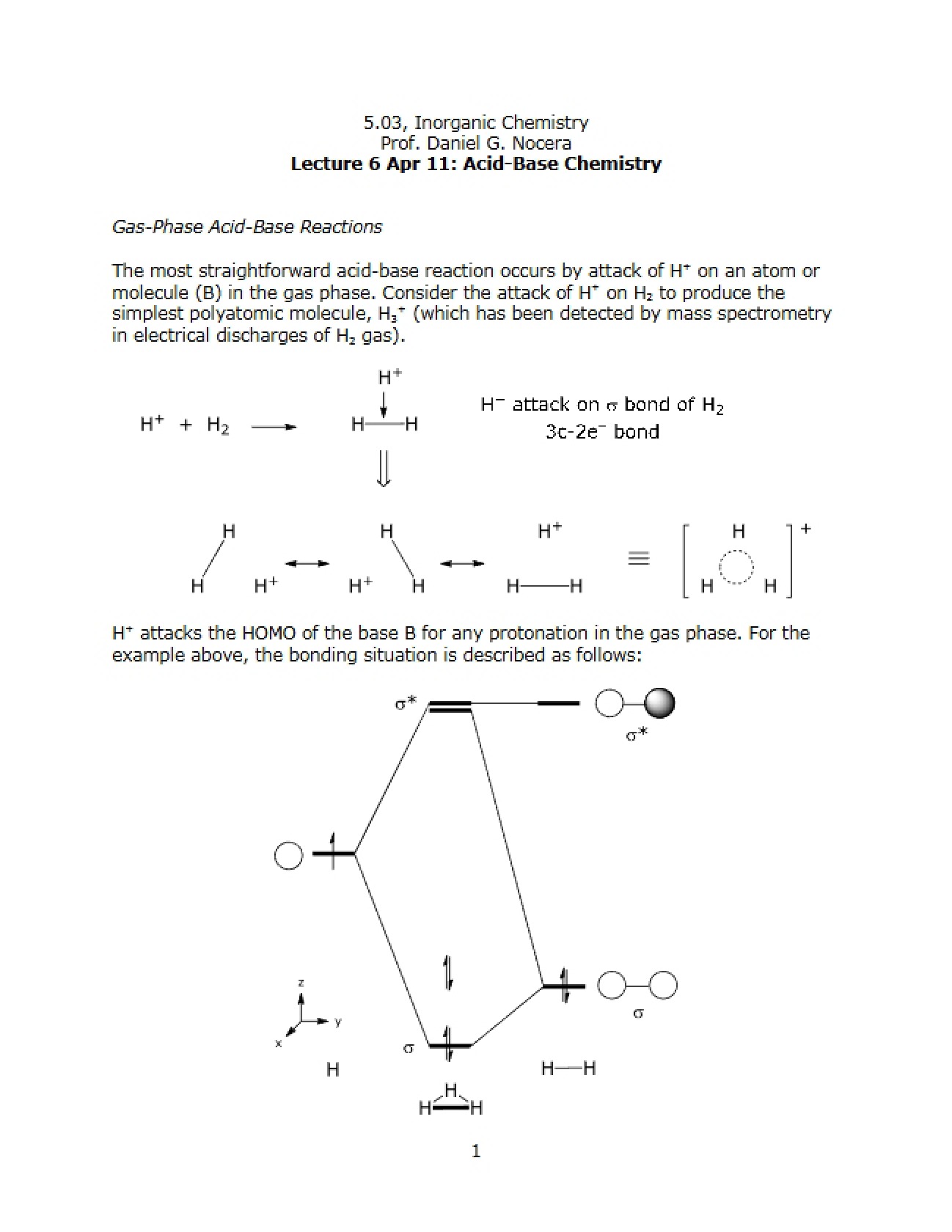 Chemistry of Acids and Bases: Lecture 6