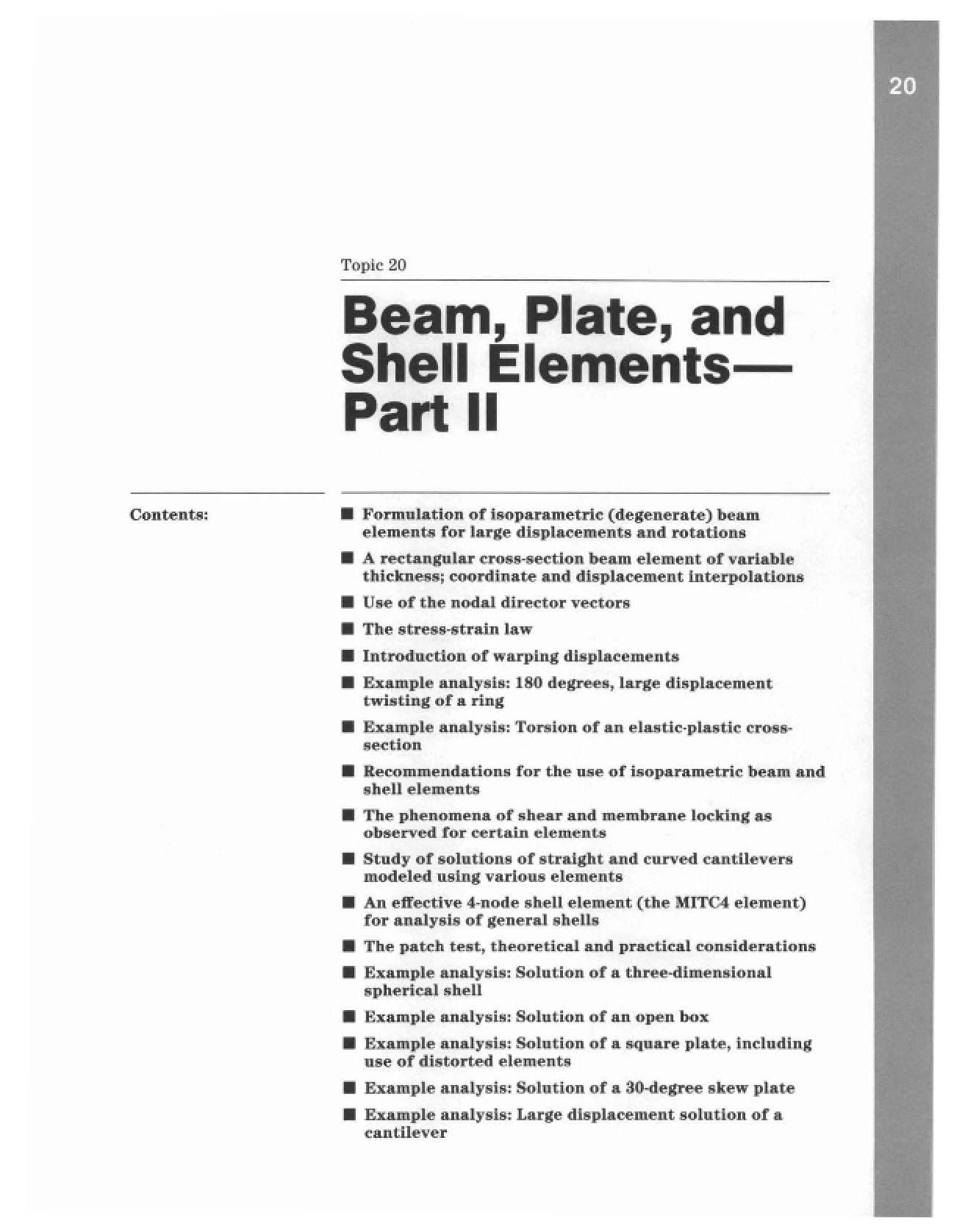 Elements of Beams, Plates, and Shells (Part II)