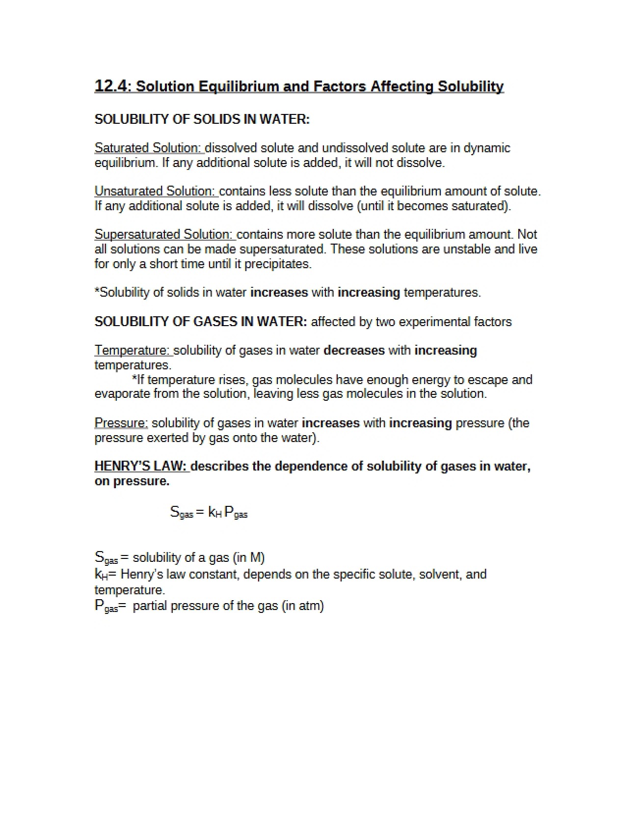 General Chemistry II Lecture Summaries