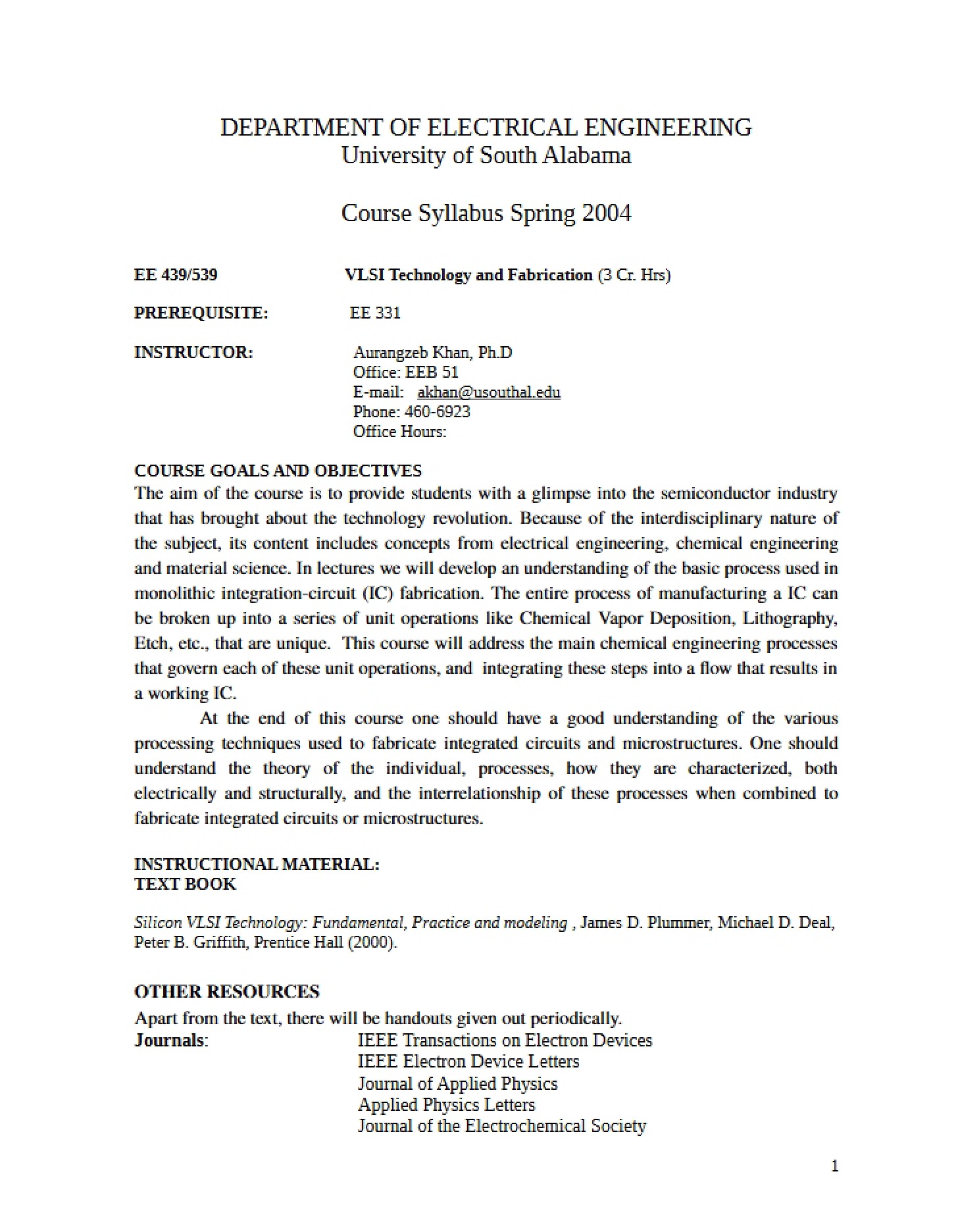 Syllabus EE 331
