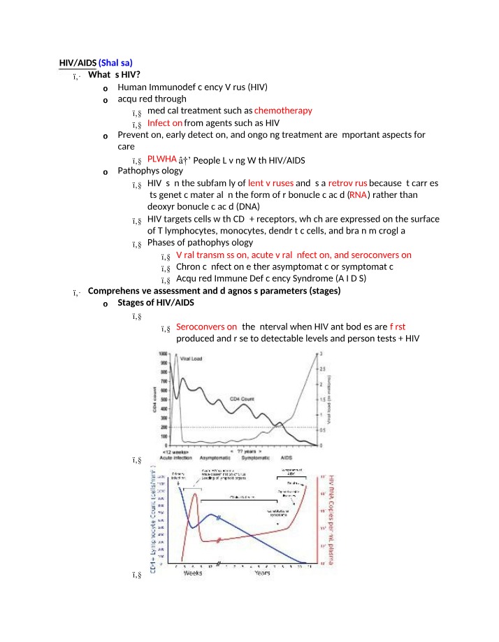 NUR332 - HIV Study Notes