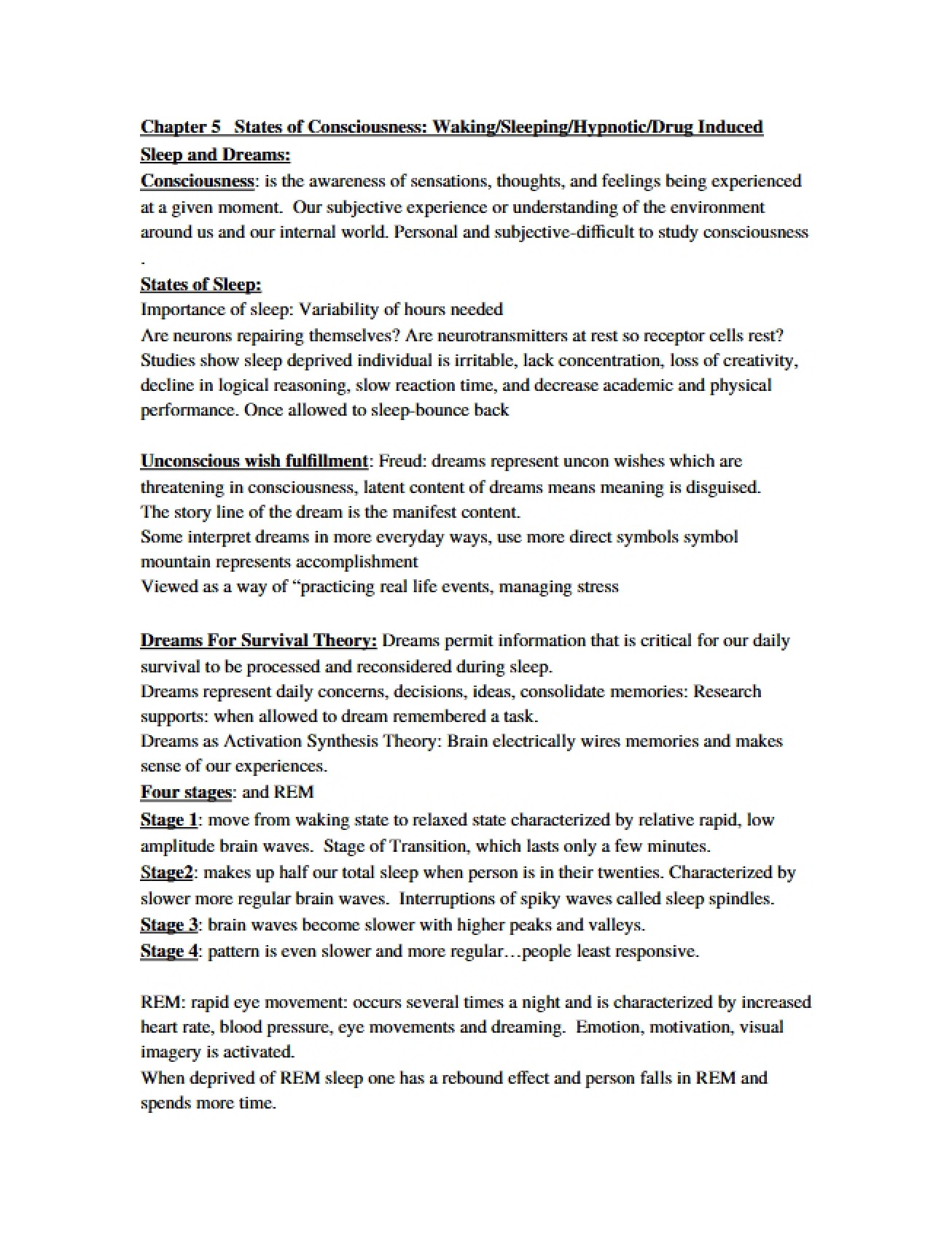 Consciousness States (Chapter Five)