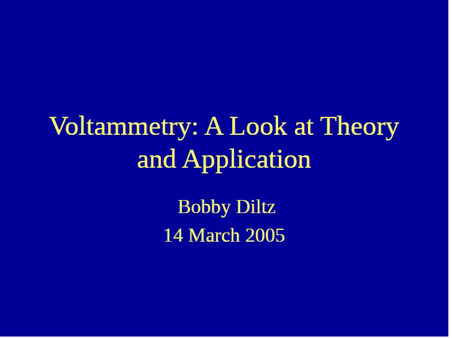Theory and Application of Voltammetry