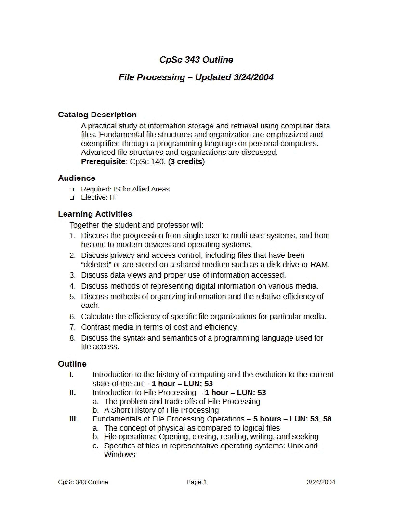 File Processing Syllabus